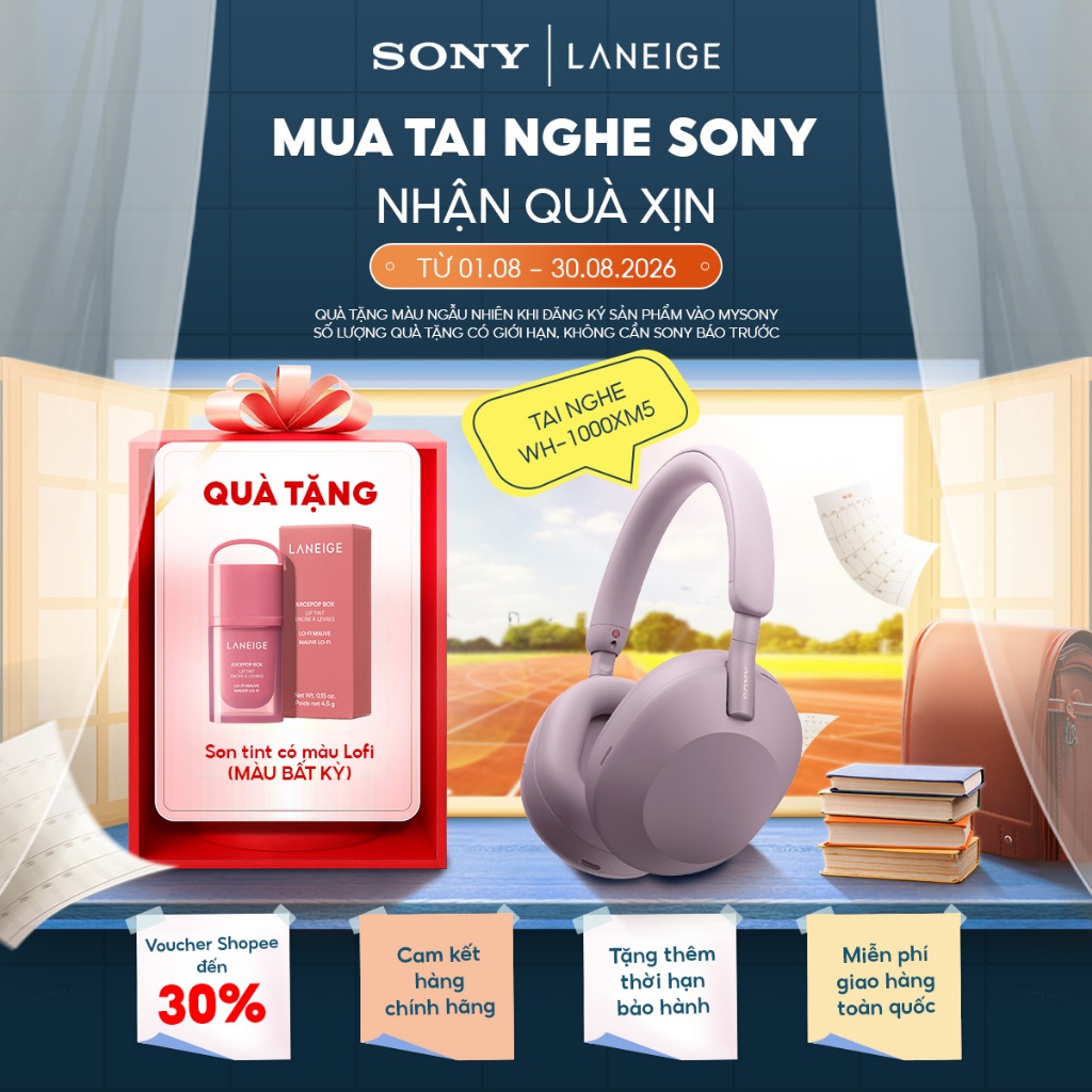 Tai nghe bluetooth Sony WH-1000XM5 màng loa 30mm chuẩn Hi-Res, công nghệ Auto NC Optimizer chống ồn