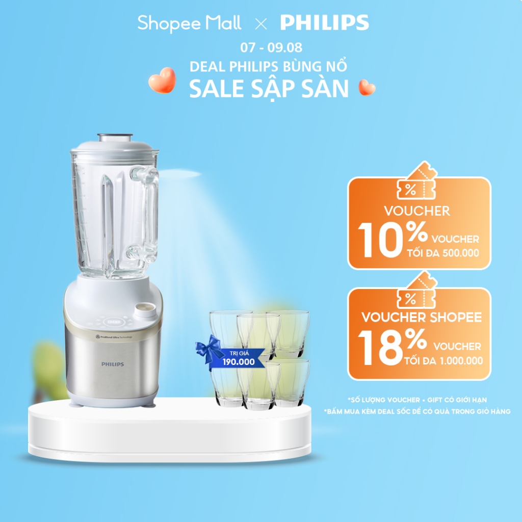 Máy Xay Sinh Tố Philips HR3760/01 ProBlend Ultra Xay tốc độ cao, màn hình kỹ thuật số