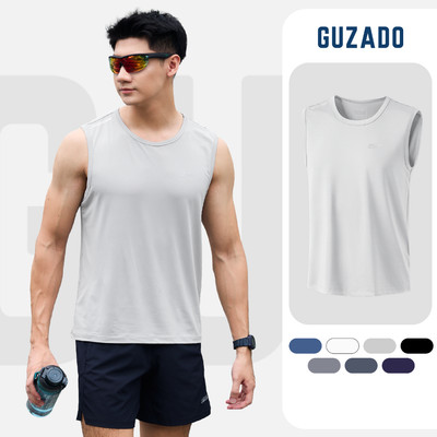 Áo Ba Lỗ Nam Thể Thao GUZADO Vải Siêu Nhẹ, Thoáng Khí Co Giãn Tập Gym Chạy Bộ Thoải Mái GTT06-GATT25S006