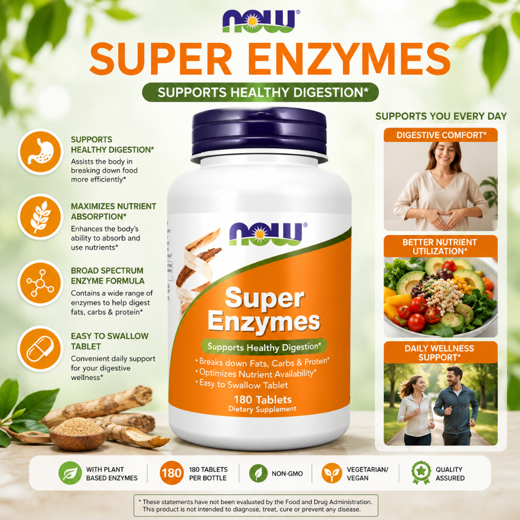 Super Enzymes NOW 180 Viên