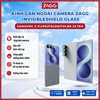 Kính Gắn Ngoài Camera ZAGG Cao Cấp InvisibleShield Glass Elite Cho SamSung Z Flip8/Fold8/Fold8 Ultra