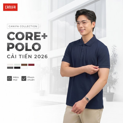 Áo polo nam CANIFA basic dáng suông công sở mềm mại hạn chế nhăn 8TP26A006