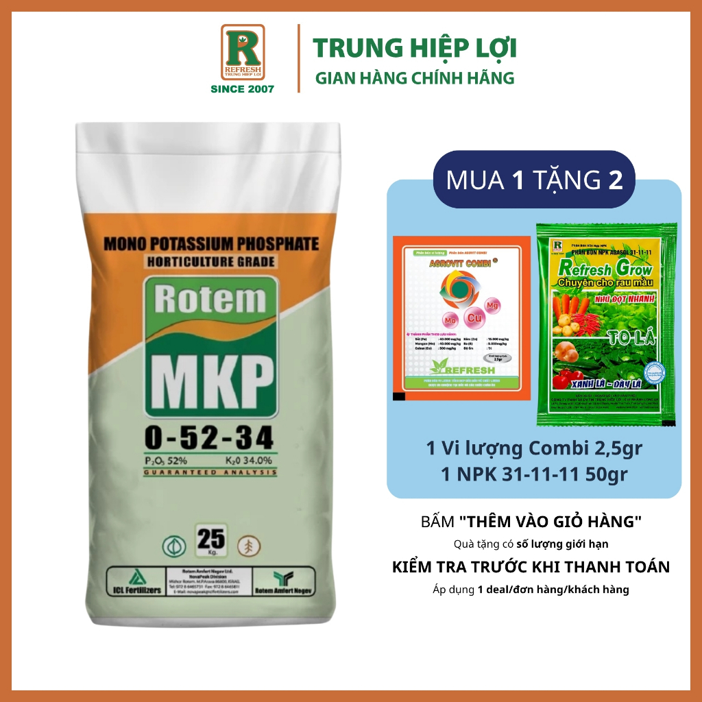 Phân bón MKP 0-52-34 NOVA ICL bao 25KG nhập khẩu ISRAEL TRUNG HIỆP LỢI
