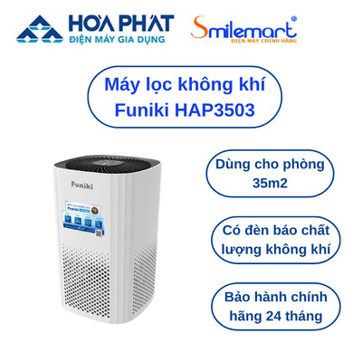 Máy lọc không khí Funiki HAP3503 có đèn báo chất lượng không khí, dùng cho phòng 35m2 - Bảo hành chính hãng 24 tháng.