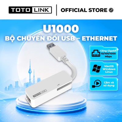 [Hoả Tốc] Bộ chuyển đổi USB 3.0 sang Ethernet RJ45 TOTOLINK U1000 tốc độ 1Gbps dễ sử dụng cho PC Laptop