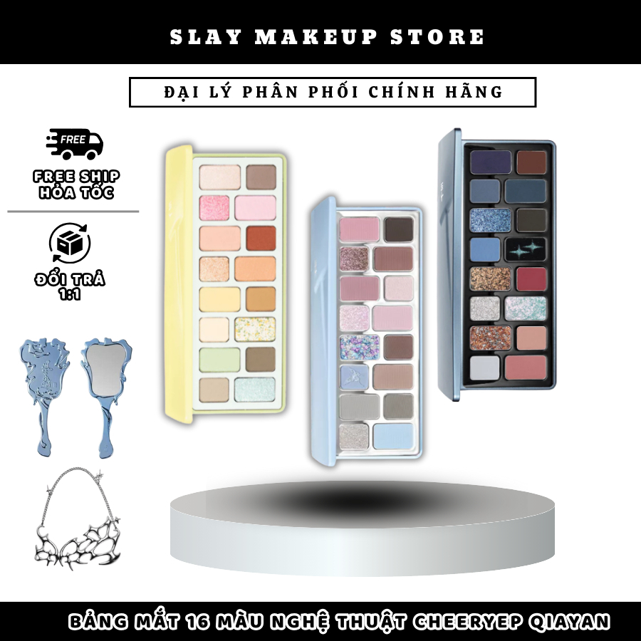 [Qianyan Cheeryep] Bảng Phấn Mắt Qianyan Cheeryep 16 Ô Natural Color Starring Lên Màu Chuẩn Lâu Trôi