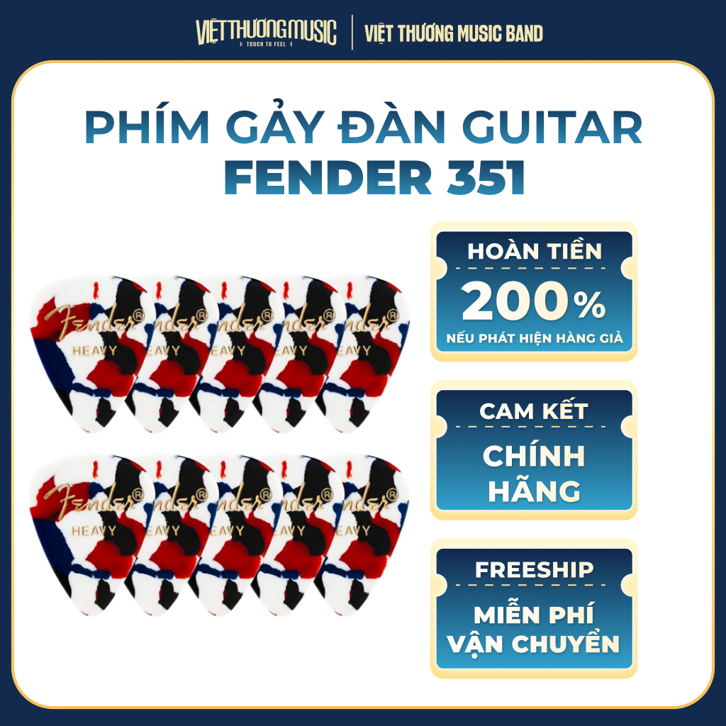 Phím Gảy Đàn Guitar Pick Fender 351 Confetti Heavy Nhẹ, Bền, Cá Tính