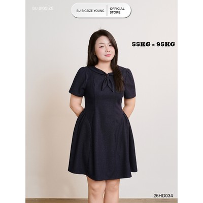 Đầm jean cổ nơ khoét ngực BIGSIZE (55kg đến 95kg) – 	26HD034 - [BU Bigsize Young]