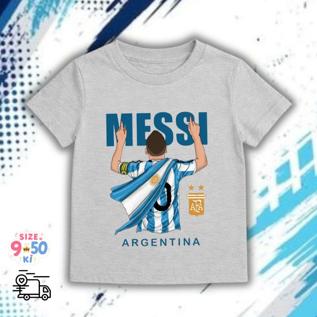 Áo thun bóng đá cho bé trai BabyloveGO áo phông in hình MESSI