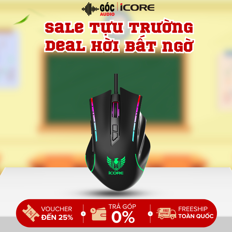Chuột Game Có Dây iCore GM03 - LED 7 Màu, DPI 7200, Giá Tốt - GÓC AUDIO