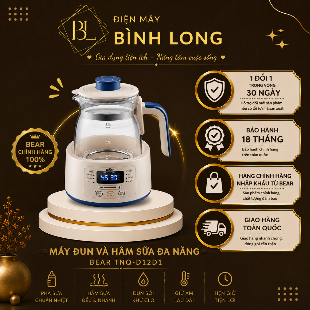 Máy hâm sữa Bear TNQ-D12D1 (Bản Quốc Tế)- Bear Gia Dụng