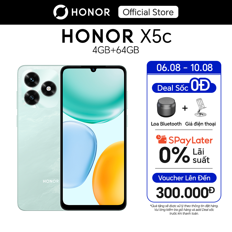 [MỞ BÁN ĐỘC QUYỀN] Điện Thoại HONOR X5c (4+4) GB + 64 GB | Màn Hình 6.74 inch | Pin 5260 mAh | Camera 13 MP |BH 18 Tháng