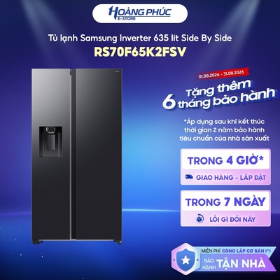 Tủ Lạnh Samsung Inverter 635 Lít Side By Side RS70F65K2FSV {Ship HCM 0Đ}