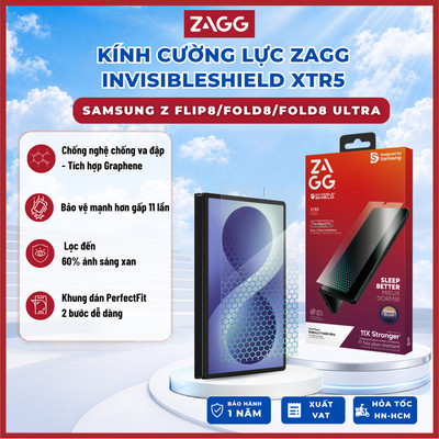 Kính Cường Lực ZAGG InvisibleShield XTR5(Mặt Trước) Cho SamSung Z Flip8/Fold8/Fold8Ultra Khay Tự Dán