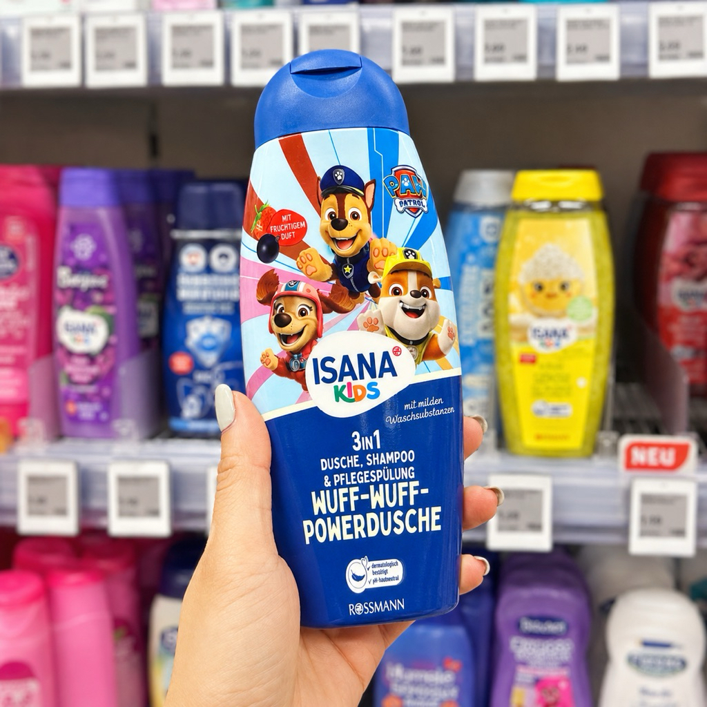 (Nội địa Đức)Sữa Tắm Gội Trẻ Em ISANA Kids 3in1 Paw Patrol, chú chó cứu hộ thuần chay 300ml