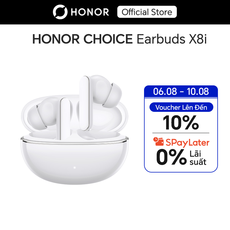 Tai Nghe Bluetooth HONOR Choice Earbuds X8i | Bluetooth 6.0 | Kết Nối 2 Thiết Bị | Pin 44 giờ | BH 12 tháng - Màu Trắng