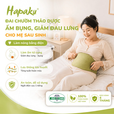 Đai Chườm Bụng Sau Sinh Cho Mẹ Từ Thảo Dược Hapaku, Chườm Nóng Sau Sinh, Giảm Đau Lưng Cho Mẹ Sau Sinh, Làm Ấm Tử Cung