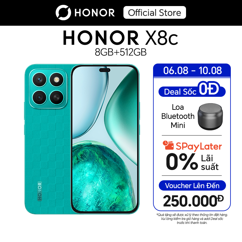 Điện thoại Honor X8c 8GB + 256/512GB | Camera 108MP| Kháng bụi và nước| Snapdragon 685 | Pin 5000mAh | BH 18 Tháng