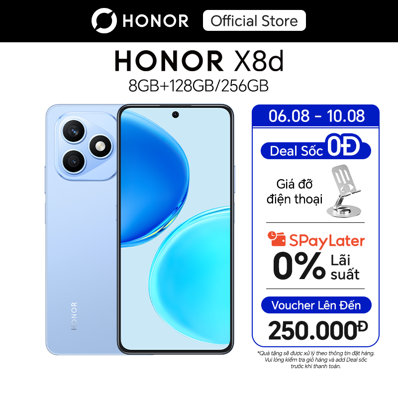 [SẢN PHẨM MỚI] Điện Thoại Honor X8d 8GB +128/256GB | Camera 108MP|  Snapdragon 6s Gen 2 | Pin 7000mAh | BH 18 Tháng