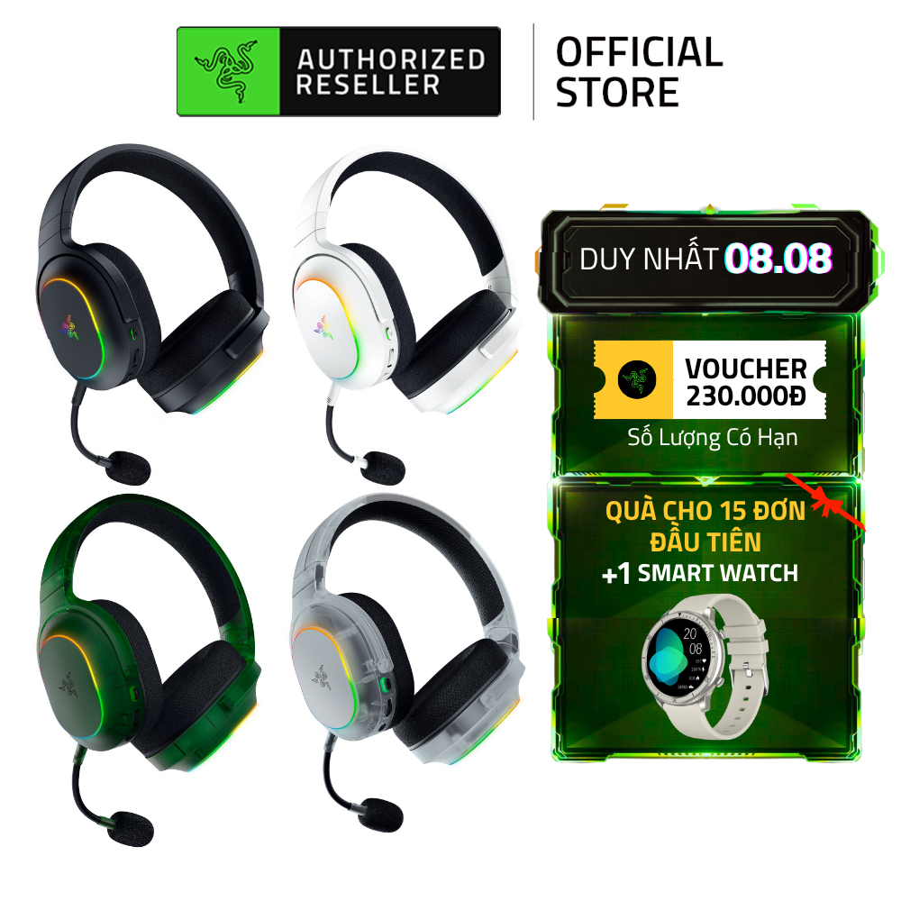 Tai Nghe Razer Barracuda X Chroma | SmartSwitch Dual Wireless | TriForce 40mm | Mic Tháo Rời | Led RGB