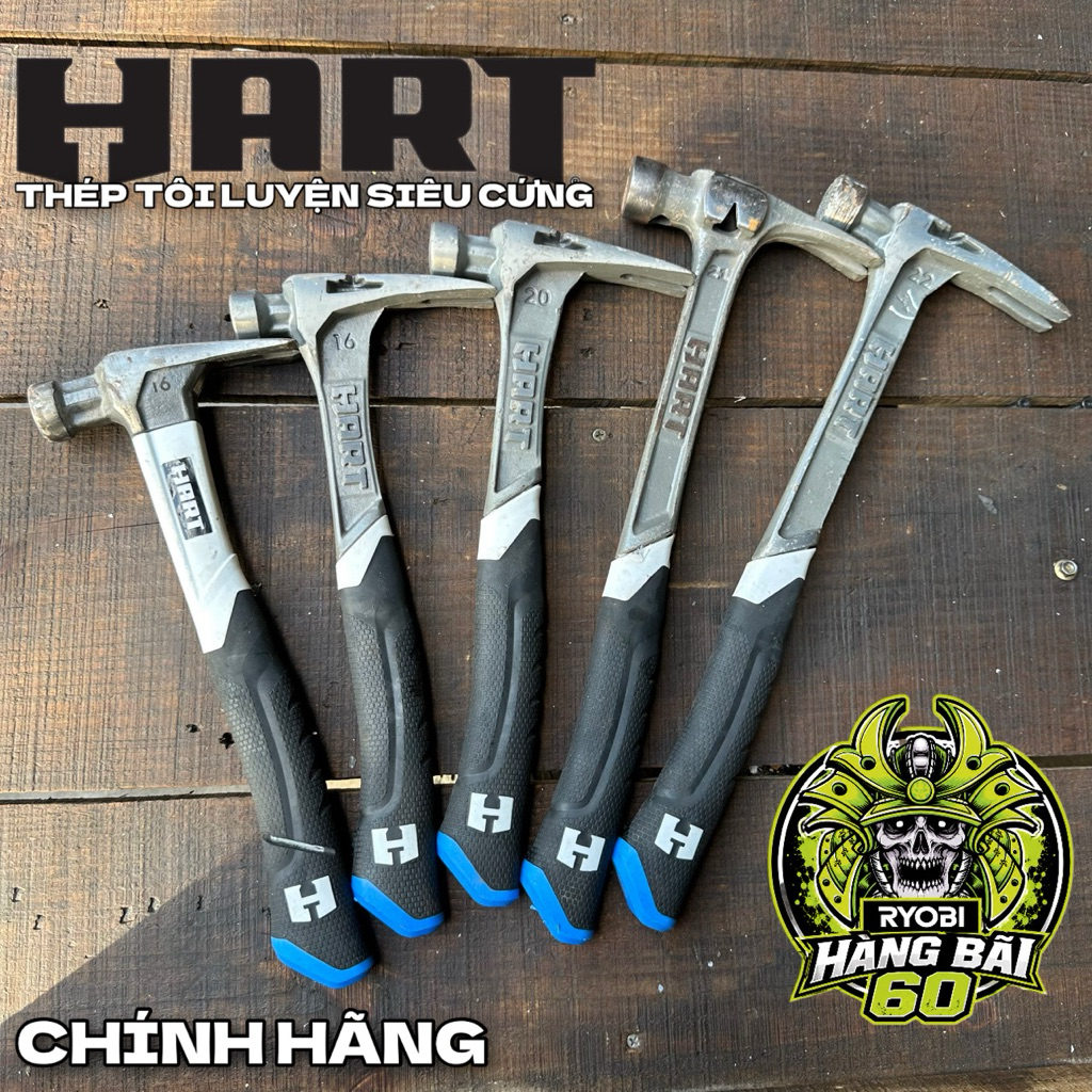 Búa Nhổ Đinh HART Chính Hãng 16oz 20oz 21oz 22oz - Búa Đầu Cong Cán Chống Trượt Hàng Mỹ