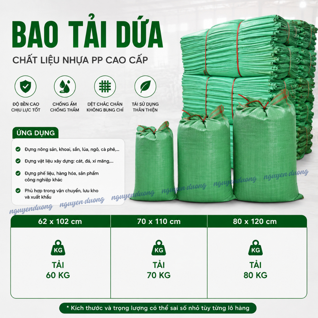 (10 chiếc) Bao tải dứa đựng hàng size từ 60kg - 2 tạ đựng hàng