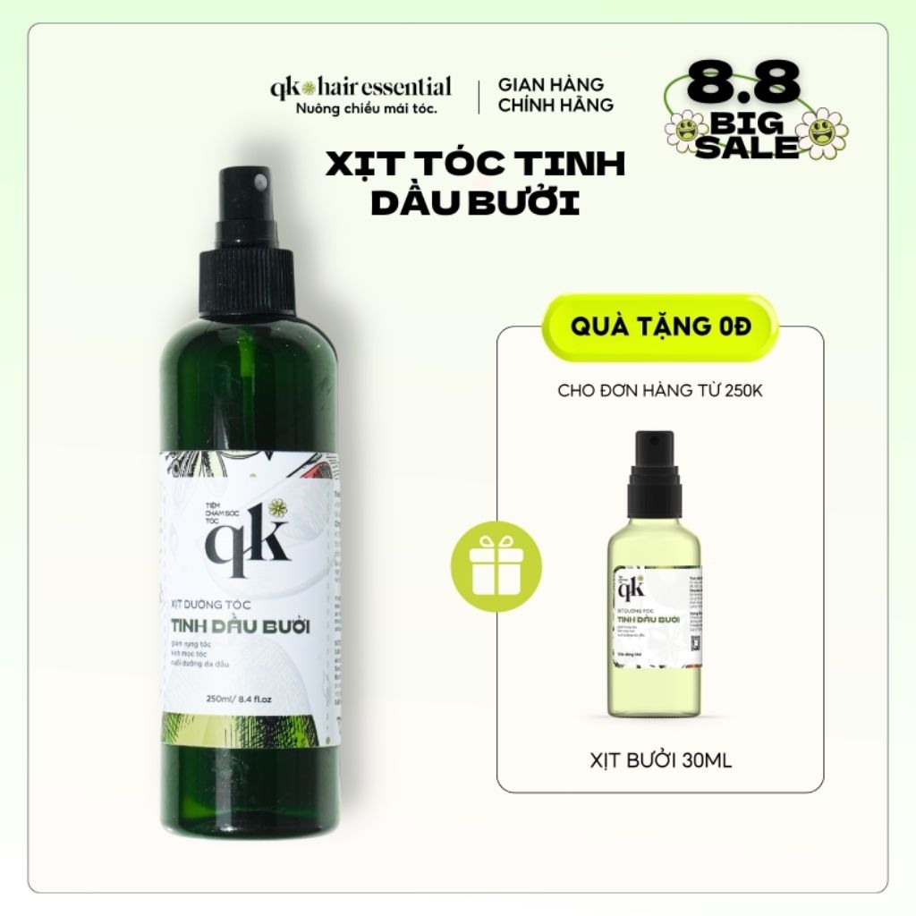 XỊT TÓC TINH DẦU BƯỞI HANDMADE QK