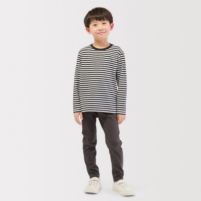 [26AW] Áo Thun Cotton Cổ Tròn Sọc Tay Dài-Trẻ Em