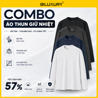 [T8_GIÁ TỪ 258K] Combo áo Thun Giữ Nhiệt Nam Dài Tay 8ATOB401/9ATOB502 Biluxury Co Giãn Thoải Mái Nhiều Màu