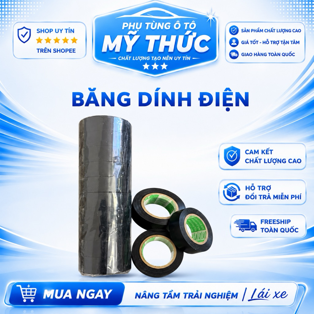 (Combo 4 tặng 1)Cuộn Băng Dính Cách Điện Đen Dai Mỏng Dính Chất Lượng Cao Dùng Cho Điện Dân Dụng - Phụ Tùng ÔTô Mỹ Thức