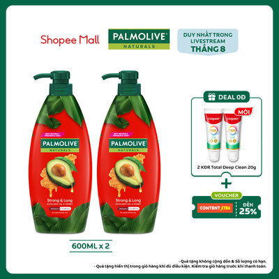 [Livestream] Bộ 2 Dầu gội Palmolive kèm kèm xả 2 trong 1 chiết xuất thiên nhiên 600ml