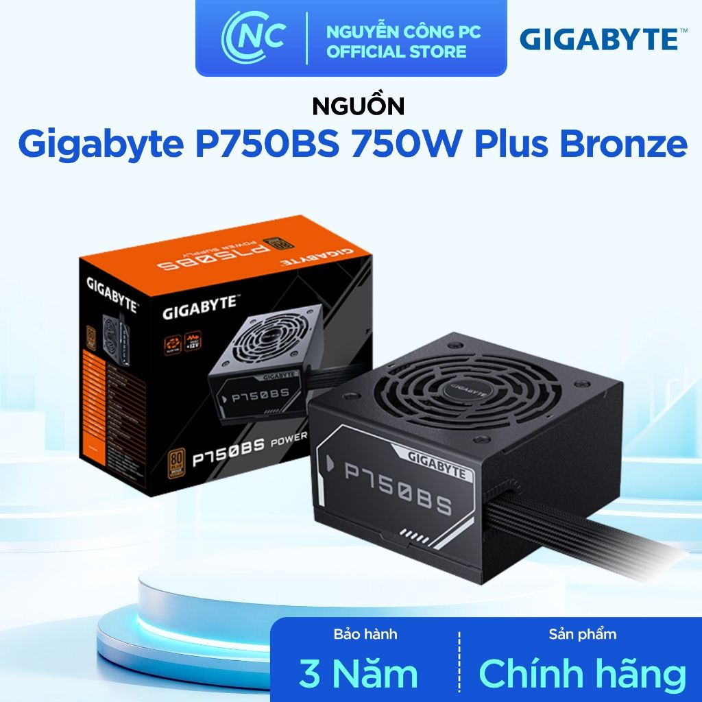 Nguồn máy tính GIGABYTE P750BS 750W - 80 Plus Bronze - BH chính hãng 36 tháng