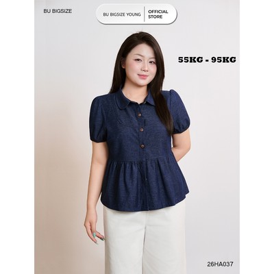 Áo babydoll cổ sen xẻ cầu ngực BIGSIZE (55kg đến 95kg) – 26HA037 - [BU Bigsize Young]