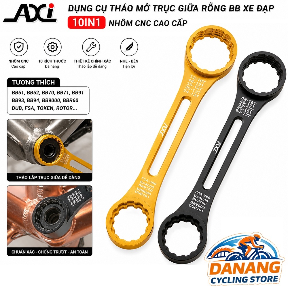 Dụng Cụ Tháo Trục Giữa BB Xe Đạp 10in1 AXI Nhôm CNC – Tool BB52 BB91 BBR60 MT800 BB386 XTR M9000 DUB T47