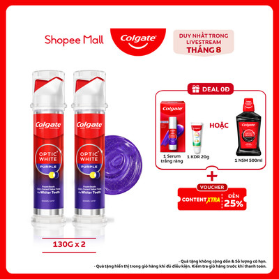 [KOLxColgate][MỚI] Bộ 2 kem đánh răng Colgate vòi nhấn thông minh,khóa chân không hạn chế tiếp xúc vi khuẩn 130g