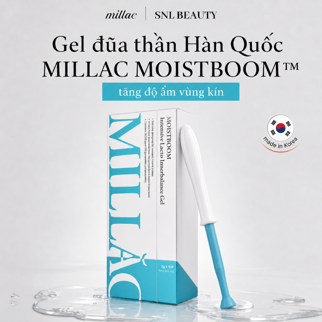 Gel Đũa Thần Hàn Quốc MILLAC MOISTBOOM | Hộp 10 Đũa | Cân Bằng Độ Ẩm, Hỗ Trợ Chăm Sóc Vùng Kín
