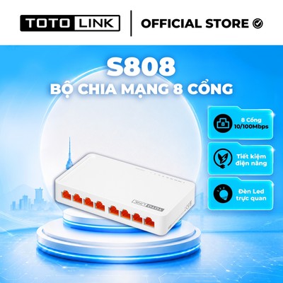 [Hoả Tốc] Bộ chia mạng Switch 8 cổng 10/100Mpbs TOTOLINK S808_V5 cho PC Laptop giá rẻ dễ cài đặt