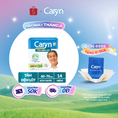 Tấm đệm lót Caryn siêu thấm giúp chống trào, kháng khuẩn, kiểm soát mùi hiệu quả (tặng kèm miếng ngẫu nhiên)
