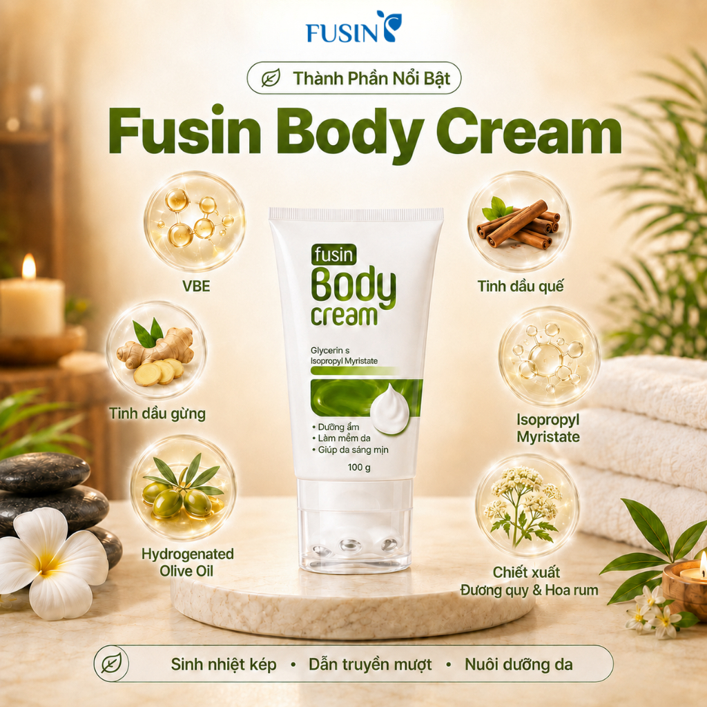 Lăn thư cơ Fusin Body Cream - Massage cổ vai gáy Tuýp 120g