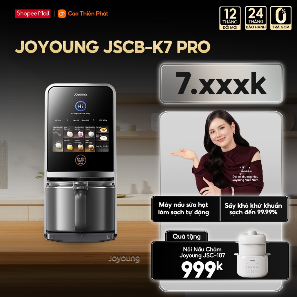 [Hoả Tốc] Máy Nấu Sữa Hạt Đa Năng Joyoung JSCB-K7 PRO | Giảm Ồn | Khử Purin | Làm sạch tự động