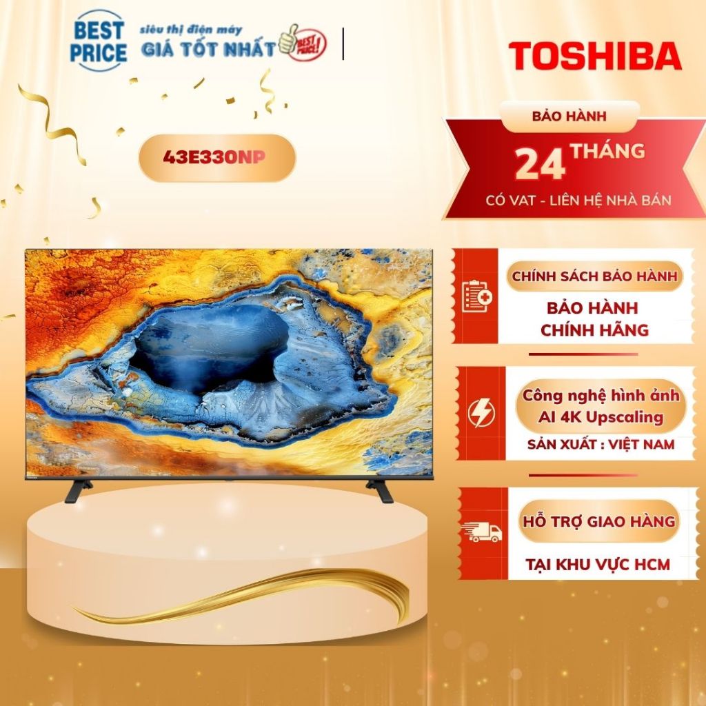 📺 Smart Tivi Toshiba 43E330NP – 43 inch, 4K UHD, Âm Thanh DTS Virtual:X, Hệ Điều Hành VIDAA U