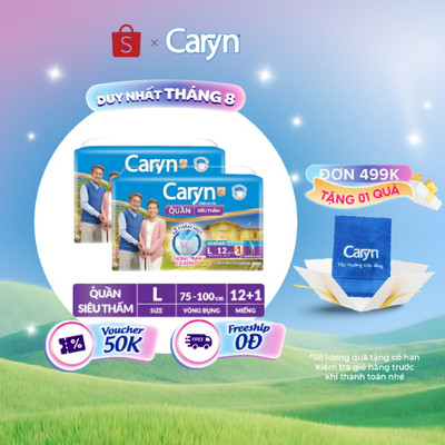[V] [TẶNG KÈM 4 MIẾNG] Bộ 2 Tã/Bỉm Quần Người Lớn Caryn siêu thấm dành Cho Người Già Size M/L/XL