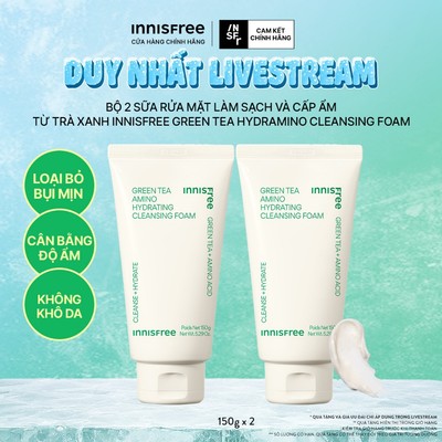 INNISFREE x Bộ 2 Sữa rửa mặt làm sạch và cấp ẩm từ trà xanh Innisfree Green Tea Hydramino Cleansing Foam 150G