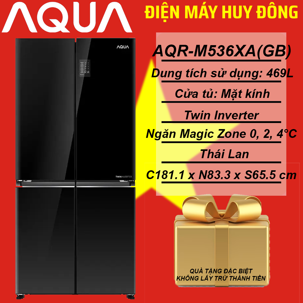 Tủ lạnh Aqua Inverter 469 lít Multi Door AQR-M536XA(GB)