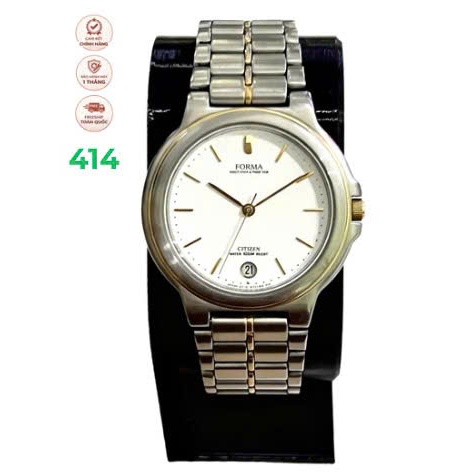 Đồng hồ Citizen FORMA Vintage Quartz – Japan Made, Mặt Trắng Trơn, Demi Vàng, Lịch Ngày, Chống Nước 