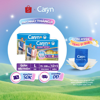 [TẶNG KÈM 1 MIẾNG] Bộ 2 Tã/Bỉm Quần Người Lớn Caryn siêu thấm dành Cho Người Già 