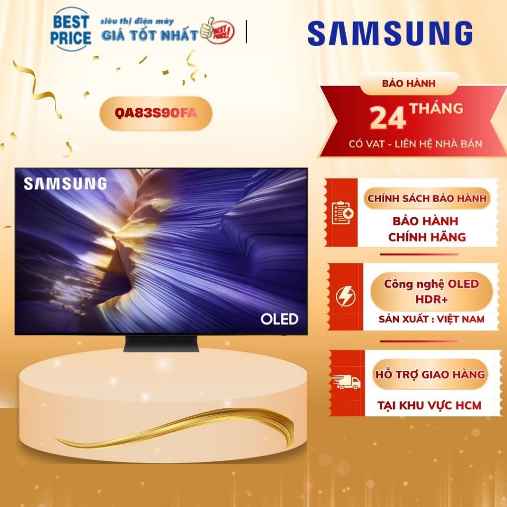 Smart Tivi Samsung OLED 83 inch QA83S90FA 4K QD-OLED, AI Gen3, Dolby Atmos, Model 2025 | 83S90F