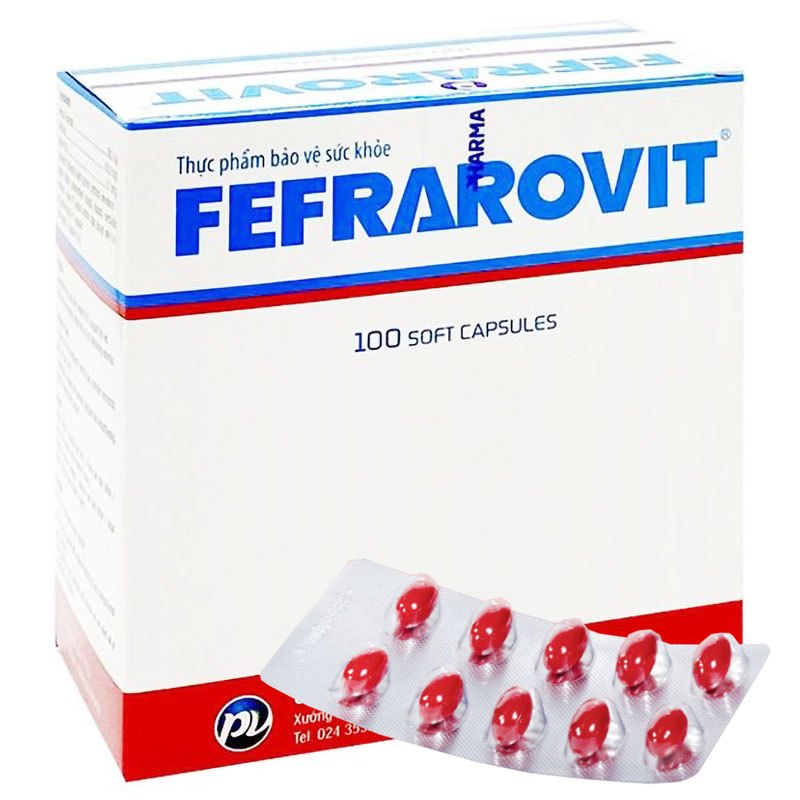 Sắt Hữu Cơ Cho Bà Bầu PV PV Pharma Fefrarovit Hỗ Trợ Giảm Tình Trạng Thiếu Máu 100 Viên/Hộp