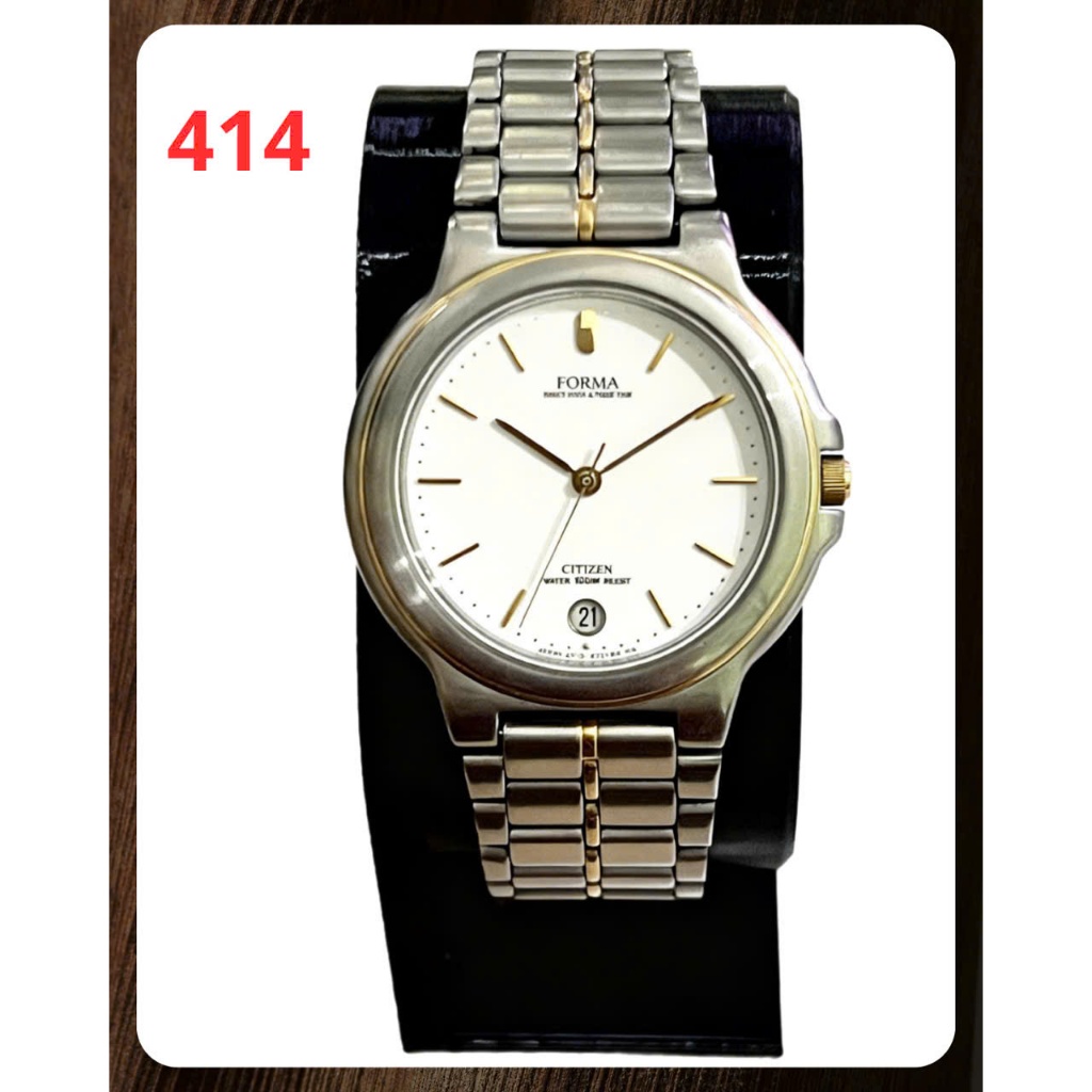 414. Đồng hồ Citizen FORMA Vintage Quartz – Japan Made, Mặt Trắng Trơn, Demi Vàng, Lịch Ngày, Chống 