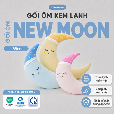 [HOẢ TỐC] Gối Ôm Trăng Non New Moon Mịn Decor Kem Lạnh Bông 3D Êm Mềm Mát Tay 65cm